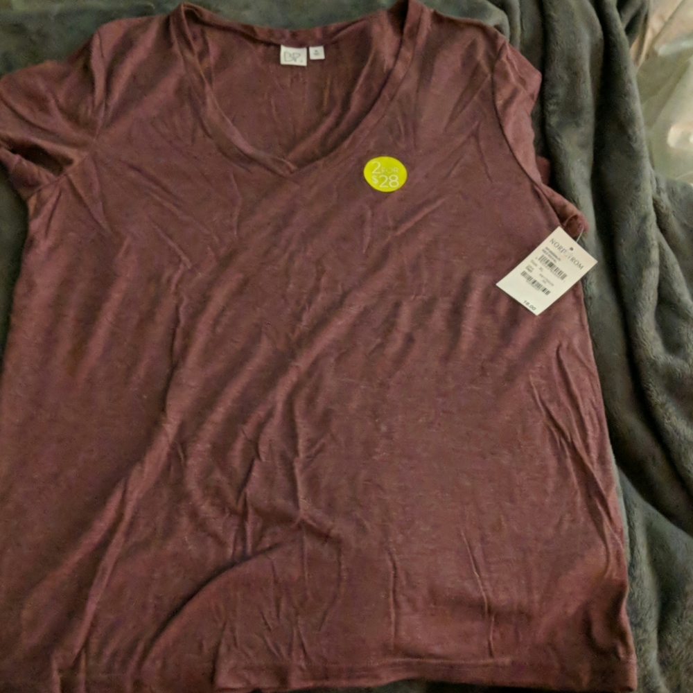 Dark purple v neck shirt size XL.